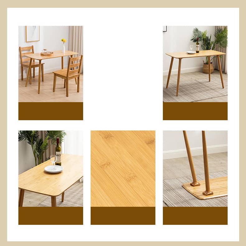 Minimalistic Rectangular Bamboo Dining Table in Natural Wood Color - Perfect for 6 Seaters hsl-119