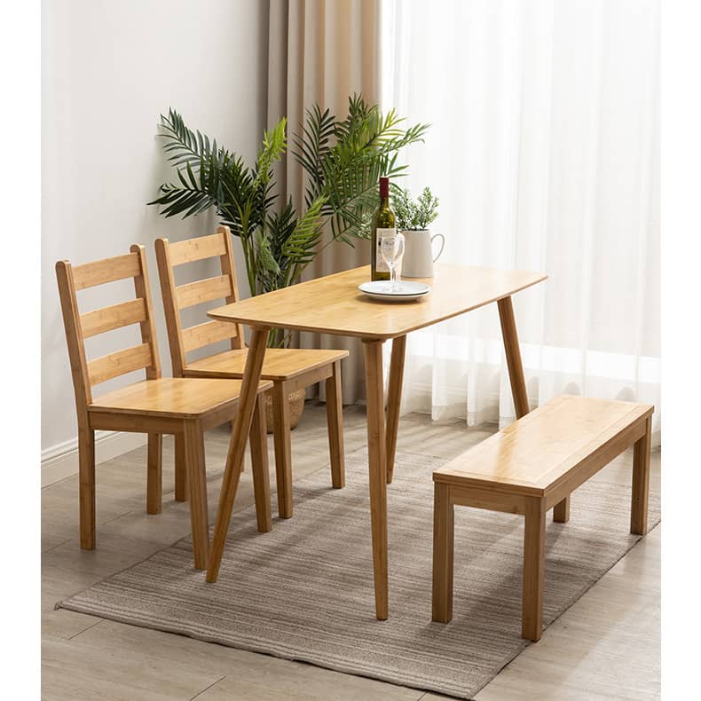 Minimalistic Rectangular Bamboo Dining Table in Natural Wood Color - Perfect for 6 Seaters hsl-119