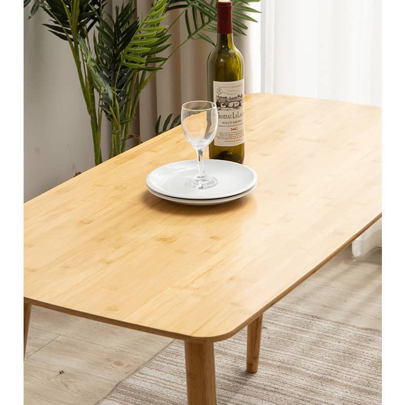 Minimalistic Rectangular Bamboo Dining Table in Natural Wood Color - Perfect for 6 Seaters hsl-119