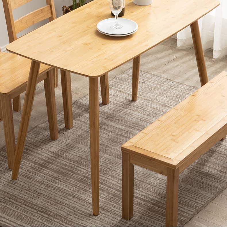 Minimalistic Rectangular Bamboo Dining Table in Natural Wood Color - Perfect for 6 Seaters hsl-119