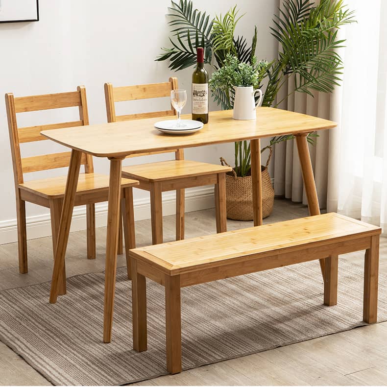 Minimalistic Rectangular Bamboo Dining Table in Natural Wood Color - Perfect for 6 Seaters hsl-119