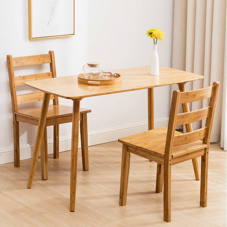 Minimalistic Rectangular Bamboo Dining Table in Natural Wood Color - Perfect for 6 Seaters hsl-119