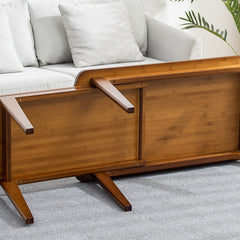 Pull-out Bamboo Coffee Table – Modern Natural Wood Finish for LIvingroom hsl-132