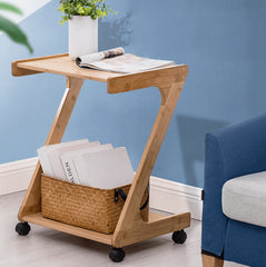 Simple Bamboo End Table with wheels - Modern for Stylish Living Rooms hsl-133