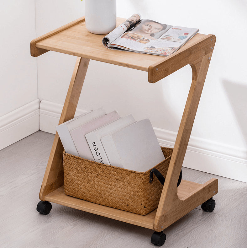 Simple Bamboo End Table with wheels - Modern for Stylish Living Rooms hsl-133