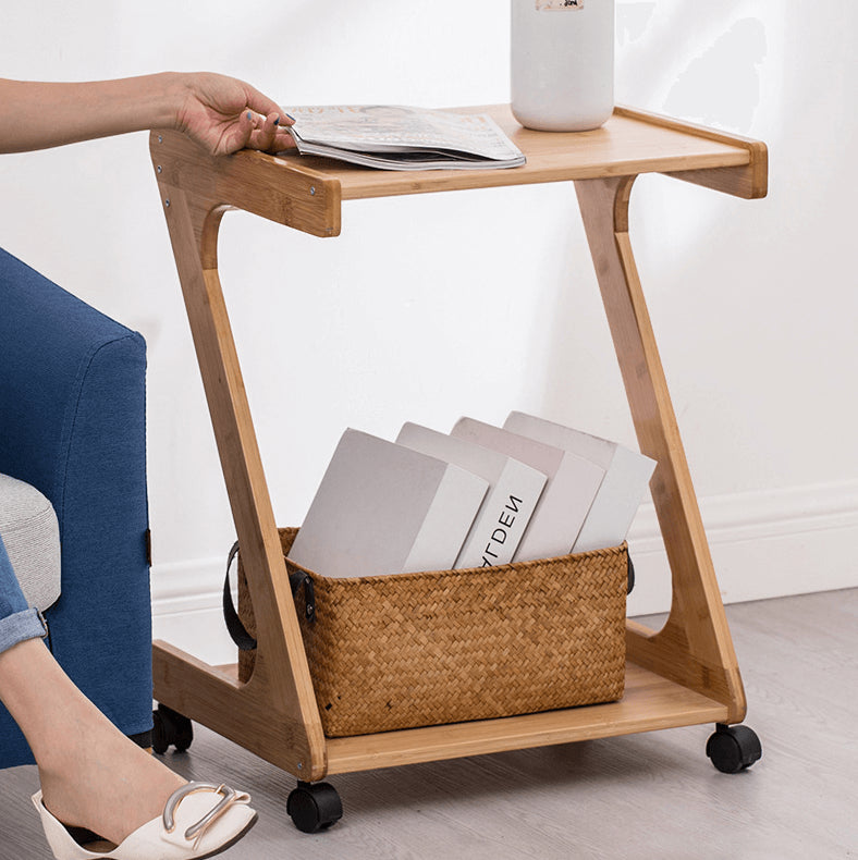 Simple Bamboo End Table with wheels - Modern for Stylish Living Rooms hsl-133