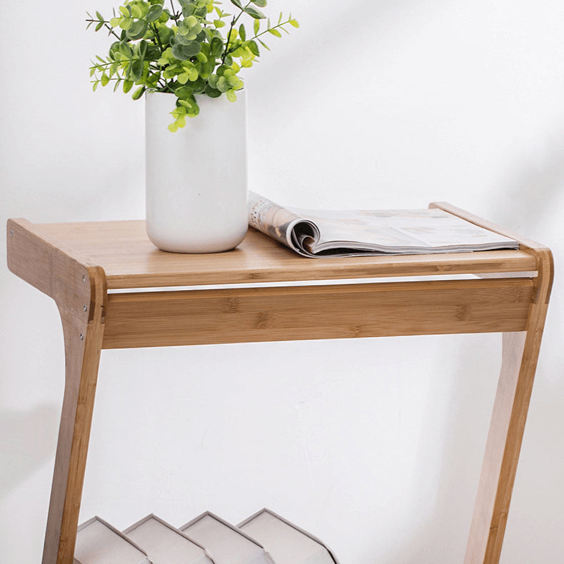 Simple Bamboo End Table with wheels - Modern for Stylish Living Rooms hsl-133