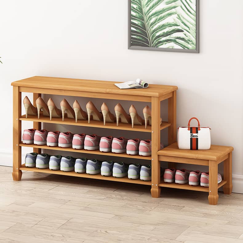 Elegant Bamboo Storage Rack - Natural Wood Color, Brown Finish hsl-296