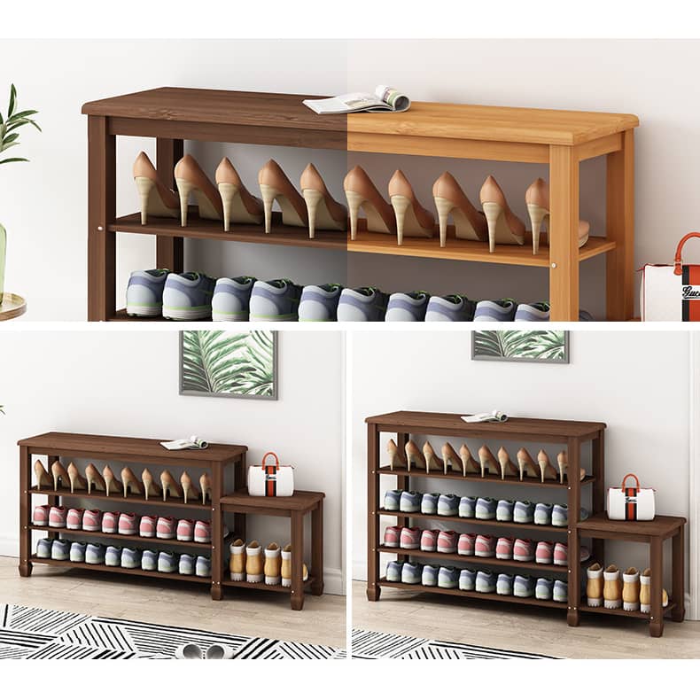 Elegant Bamboo Storage Rack - Natural Wood Color, Brown Finish hsl-296