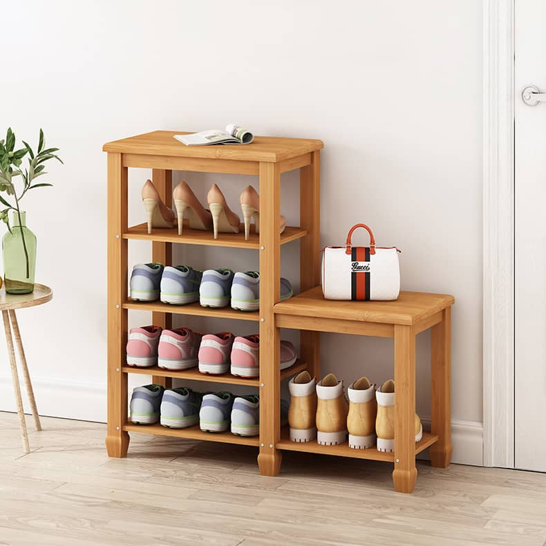 Elegant Bamboo Storage Rack - Natural Wood Color, Brown Finish hsl-296