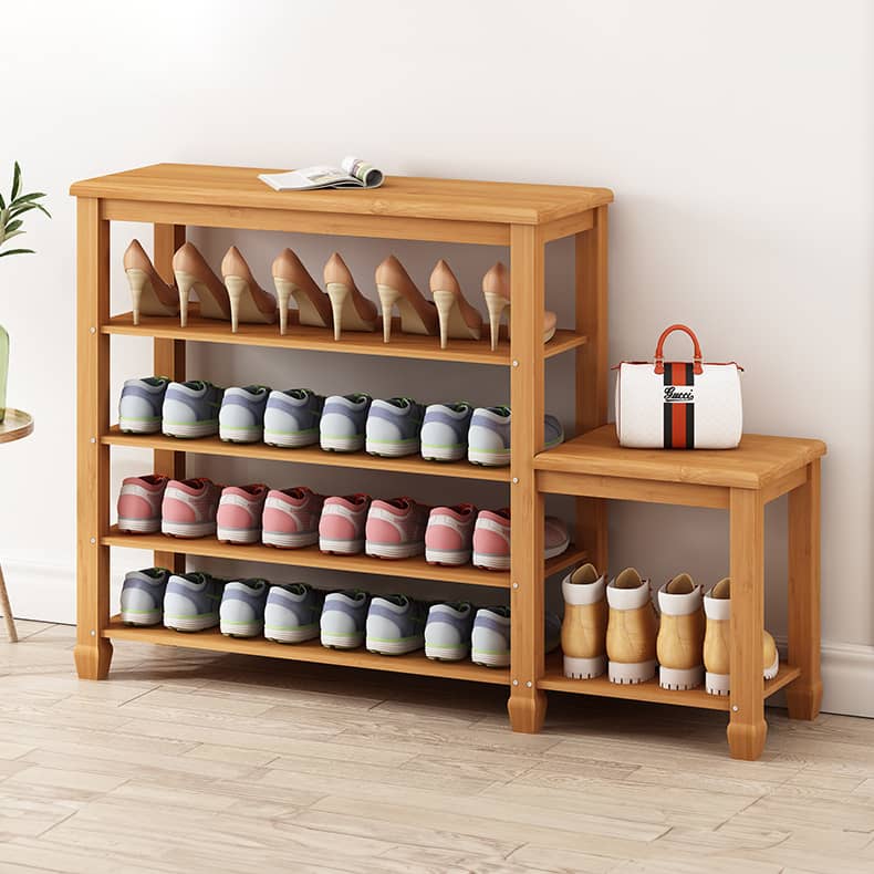 Elegant Bamboo Storage Rack - Natural Wood Color, Brown Finish hsl-296