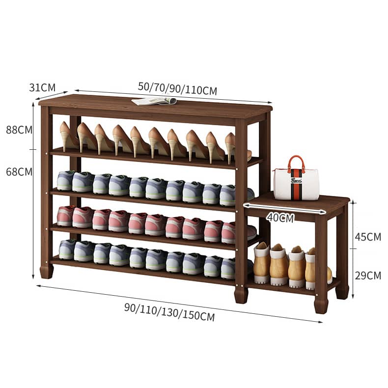 Elegant Bamboo Storage Rack - Natural Wood Color, Brown Finish hsl-296