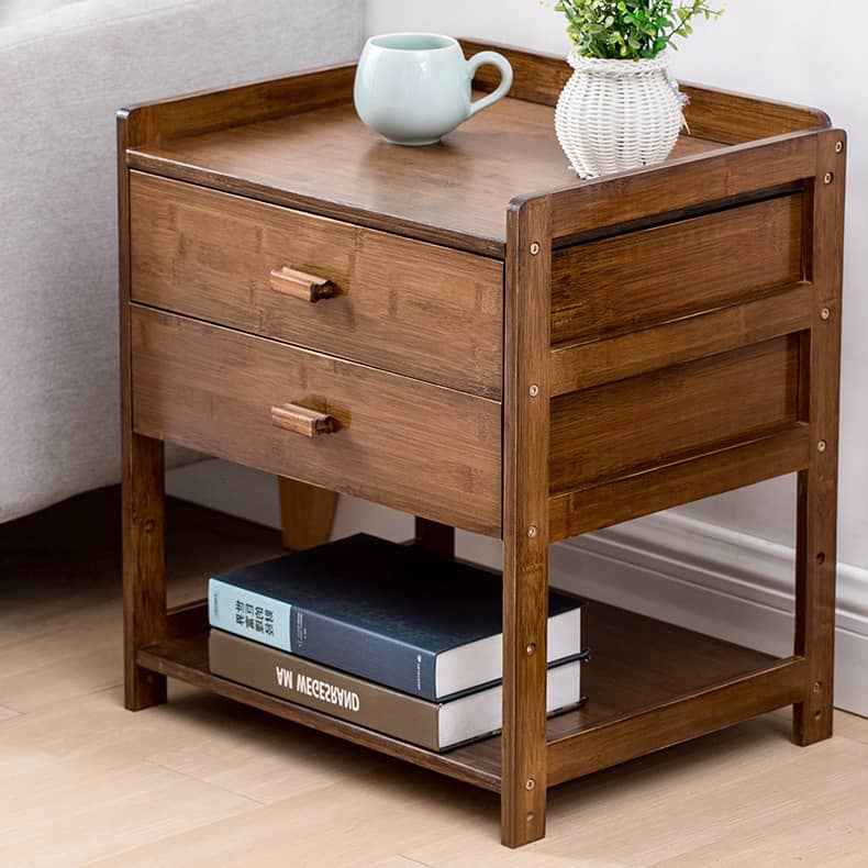 Stylish Brown Bamboo Nightstand – Elegant & Durable Natural Wood Finish hsl-297