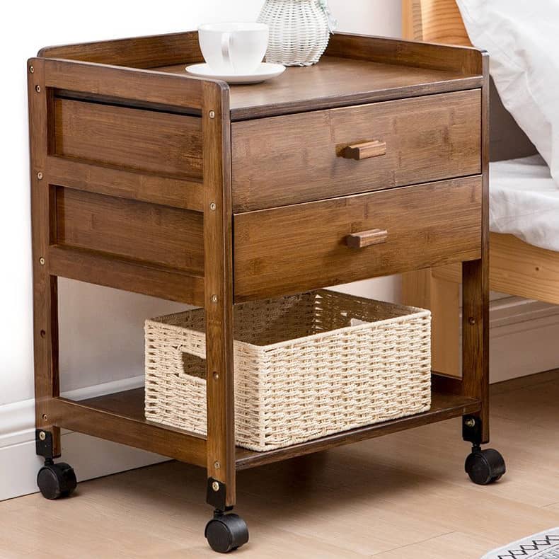 Stylish Brown Bamboo Nightstand – Elegant & Durable Natural Wood Finish hsl-297