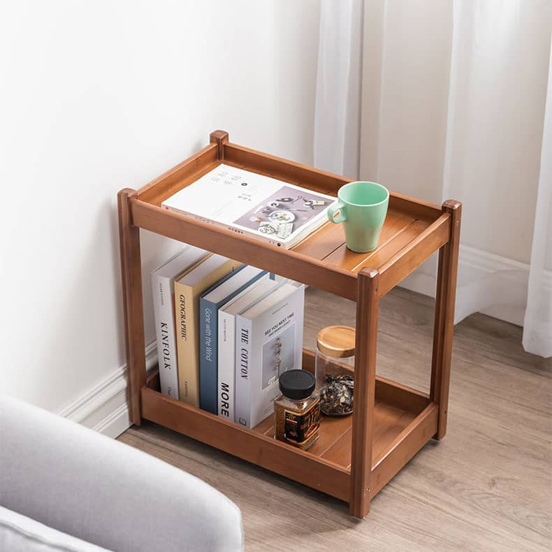 Rectangular Bamboo End Table with Two-Tier for Storage - Modern for Livingroom hsl-300