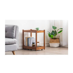 Rectangular Bamboo End Table with Two-Tier for Storage - Modern for Livingroom hsl-300