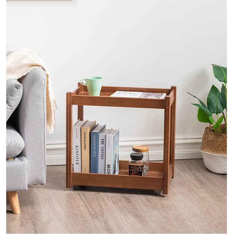 Rectangular Bamboo End Table with Two-Tier for Storage - Modern for Livingroom hsl-300