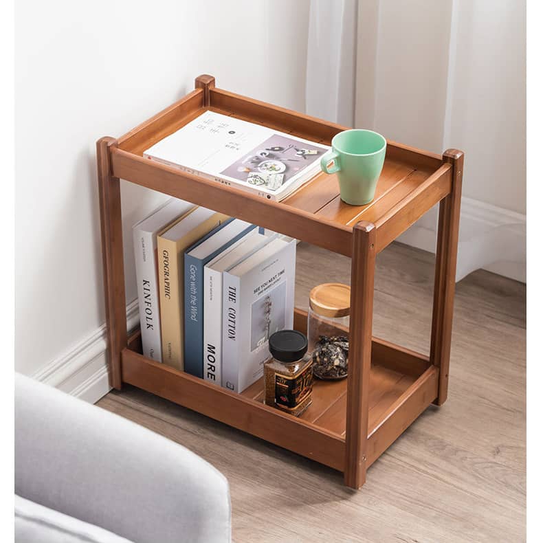 Rectangular Bamboo End Table with Two-Tier for Storage - Modern for Livingroom hsl-300