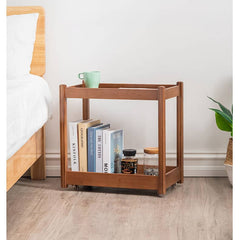 Rectangular Bamboo End Table with Two-Tier for Storage - Modern for Livingroom hsl-300