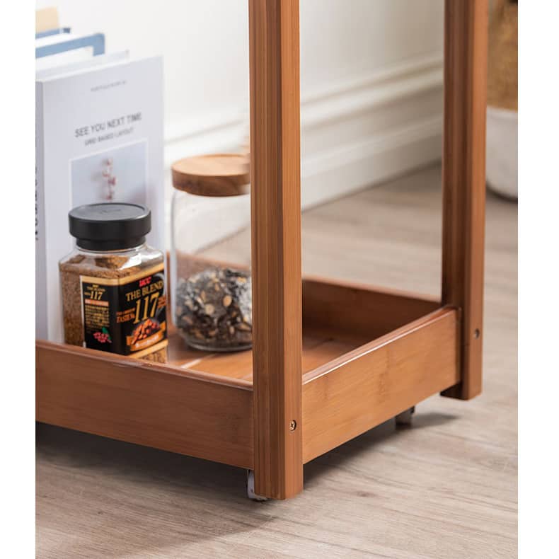 Rectangular Bamboo End Table with Two-Tier for Storage - Modern for Livingroom hsl-300