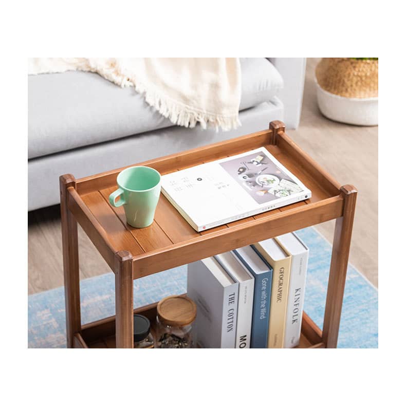 Rectangular Bamboo End Table with Two-Tier for Storage - Modern for Livingroom hsl-300