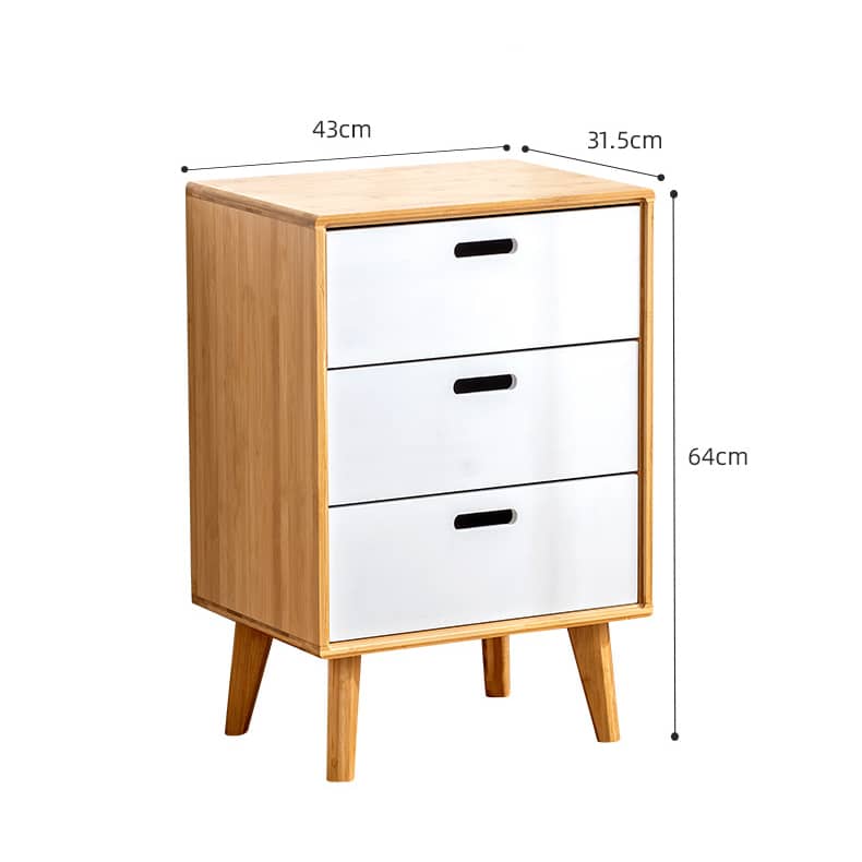 Stylish White TV Cabinet with Bamboo Accents and Natural Brown Wood Finish hsl-393