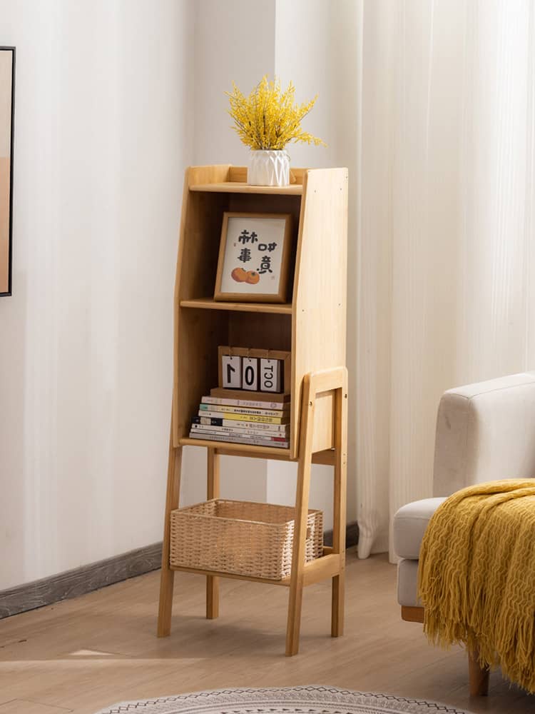 Natural Bamboo Storage Rack - Dark Brown Wood Finish - Stylish & Functional Shelving hsl-66