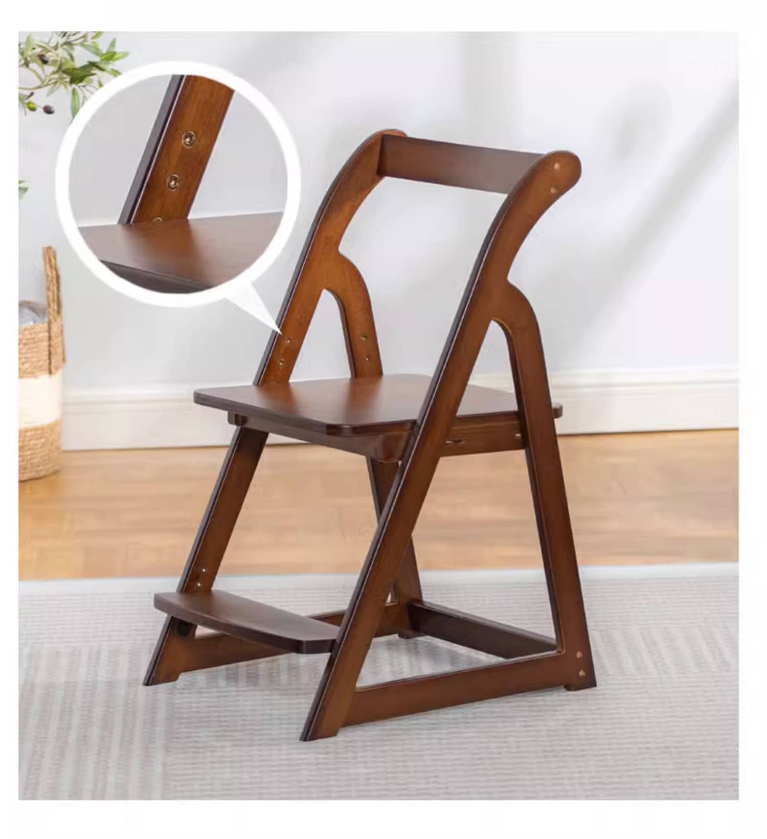 Elegant Dark Brown Bamboo Chair with Natural Wood Canvas - Stylish & Durable Seating hsl-67