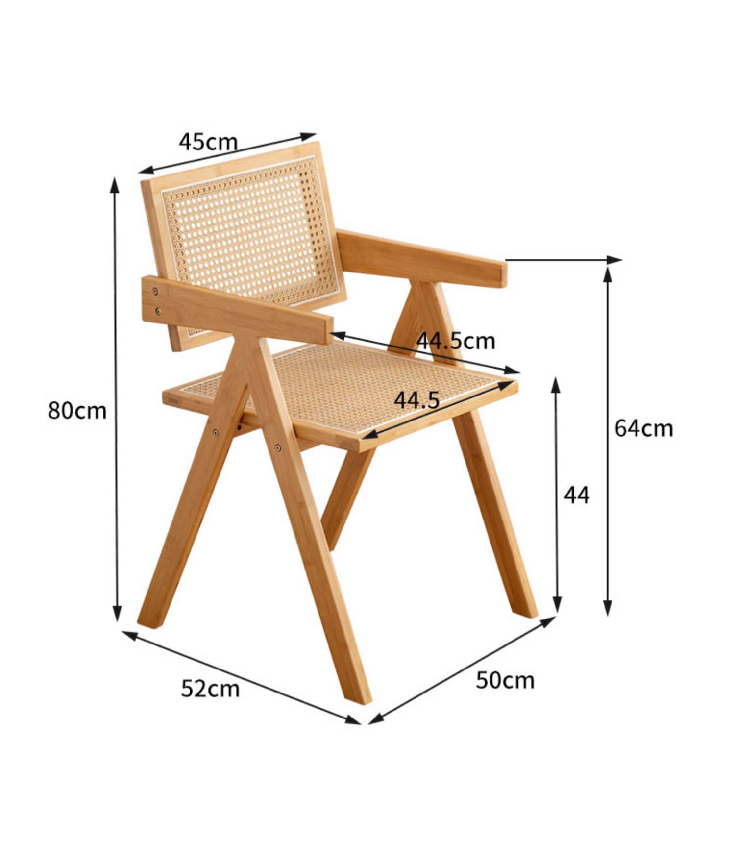 19.7‘’ Bamboo Dining Chair with Durable ABS Resin Finish & Rattan Back for Diningroom hsl-69