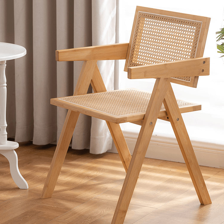 19.7‘’ Bamboo Dining Chair with Durable ABS Resin Finish & Rattan Back for Diningroom hsl-69