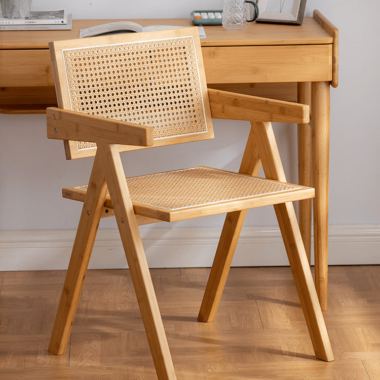 19.7‘’ Bamboo Dining Chair with Durable ABS Resin Finish & Rattan Back for Diningroom hsl-69