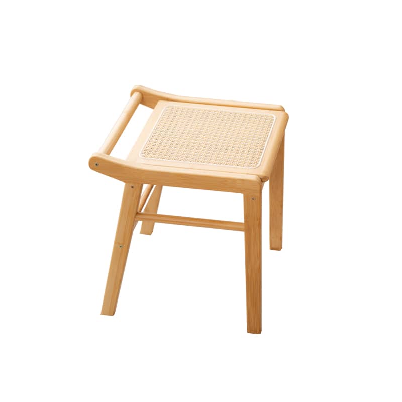 Bamboo Wood and Glass Stool - Natural Wood Finish hsl-74