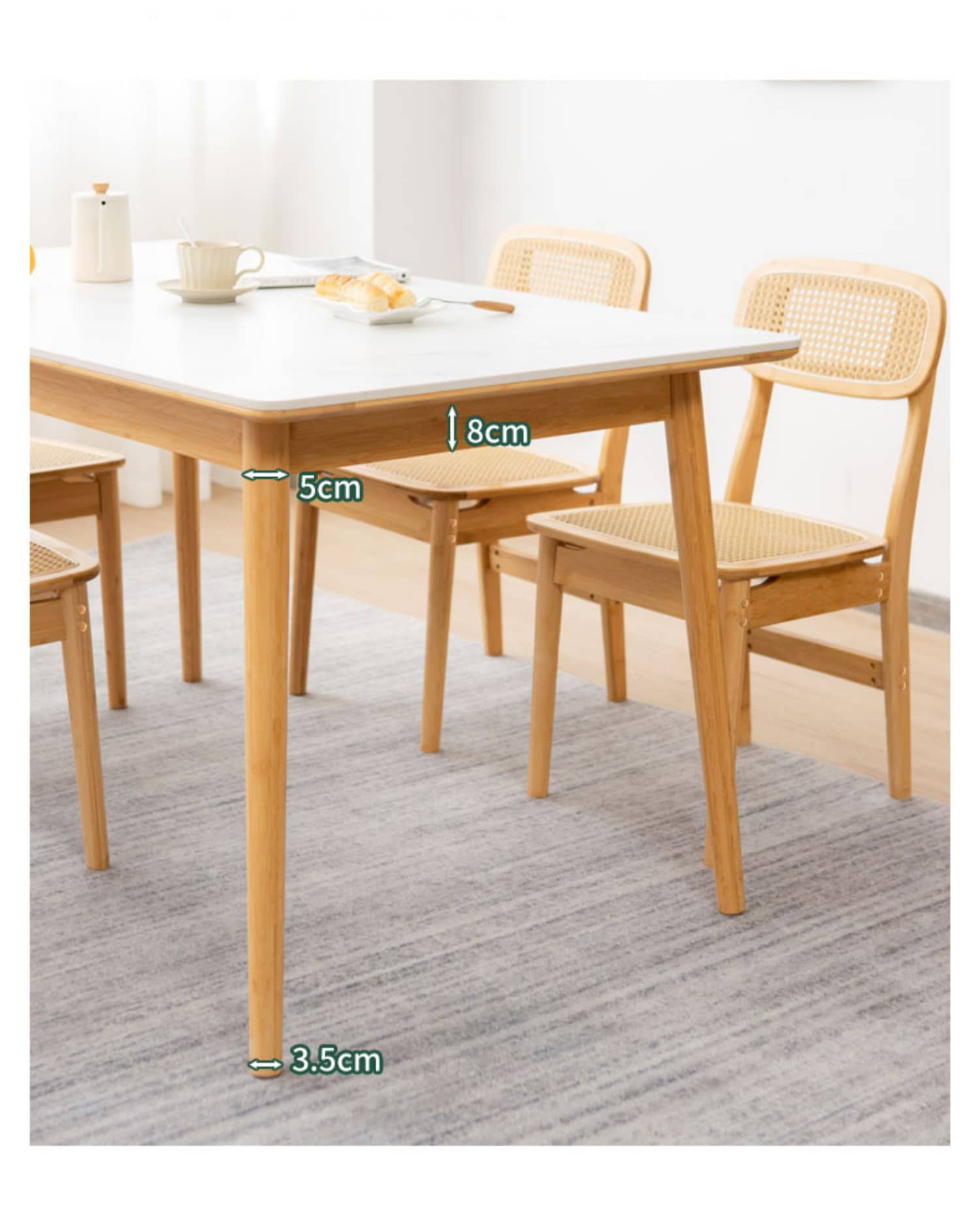 Rectangular Bamboo Dining Table with Sintered Stone - Modern Design for Diningroom hsl-75