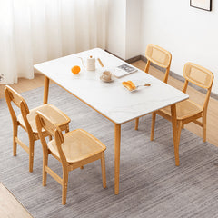 Rectangular Bamboo Dining Table with Sintered Stone - Modern Design for Diningroom hsl-75