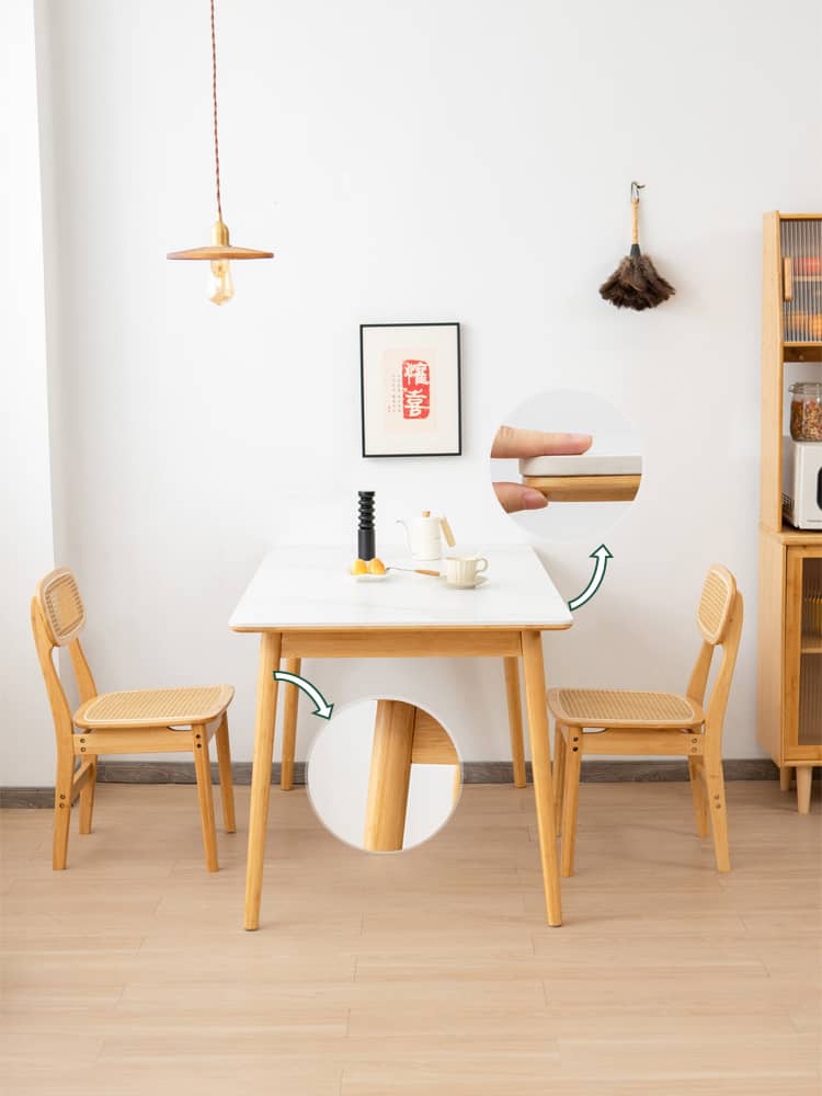 Rectangular Bamboo Dining Table with Sintered Stone - Modern Design for Diningroom hsl-75