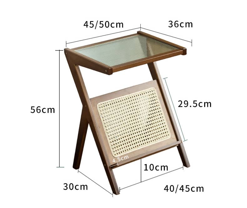 Elegant Natural Wood End Table with Reeded Glass – Brown, Grey & Dark Bamboo Styles hsl-76