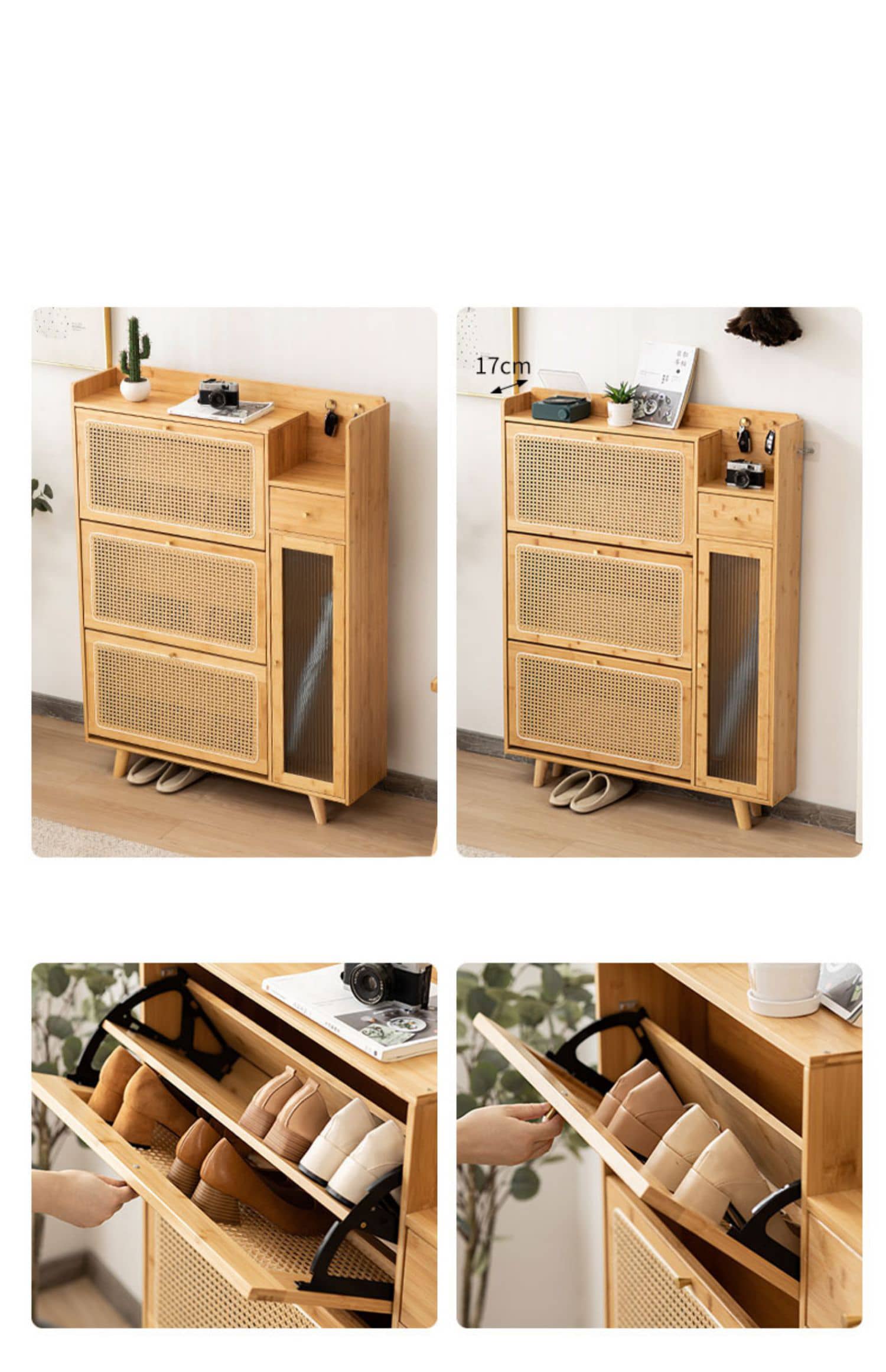 Elegant Bamboo Sideboard with Natural Wood Accents and Durable ABS Resin hsl-78