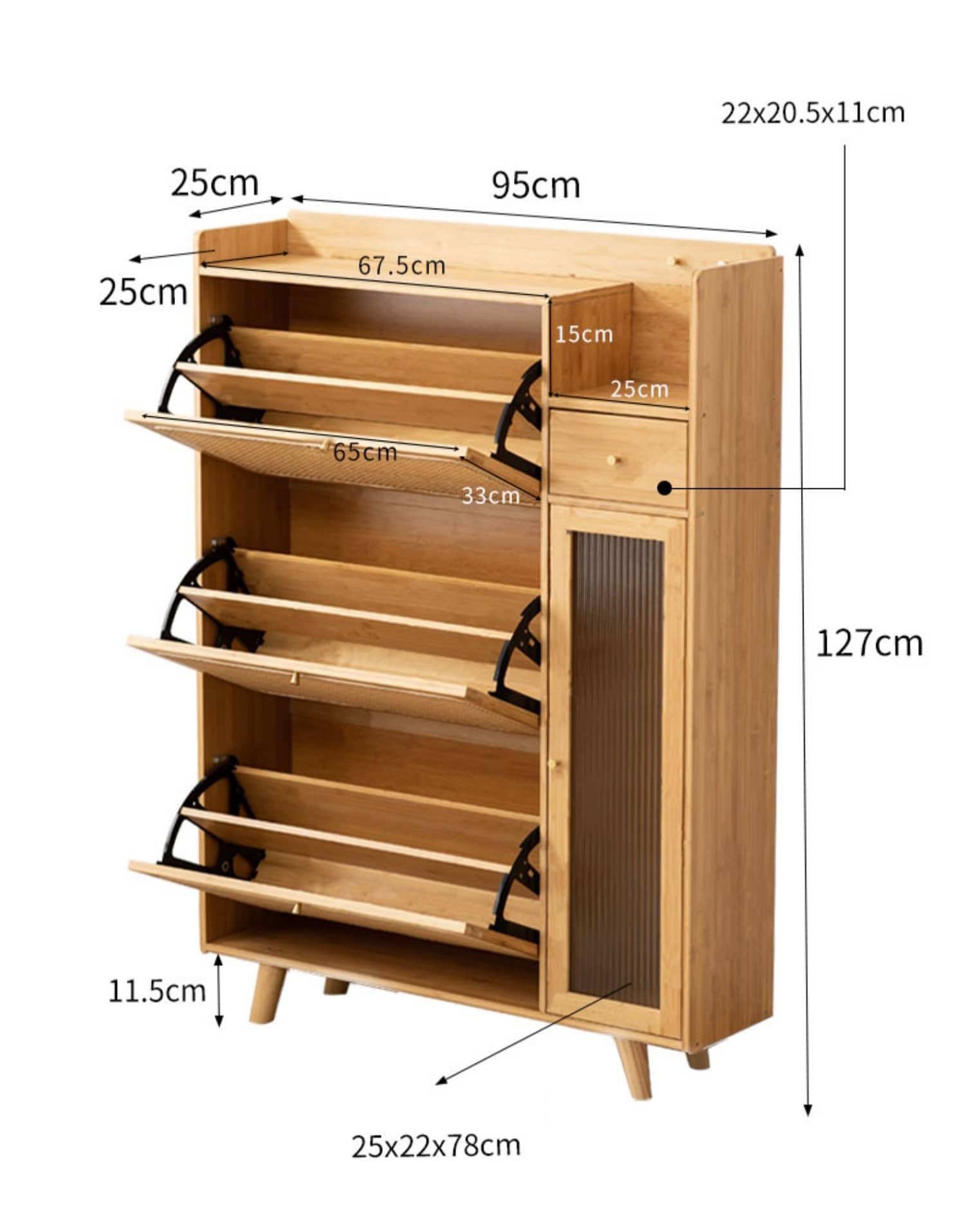 Elegant Bamboo Sideboard with Natural Wood Accents and Durable ABS Resin hsl-78