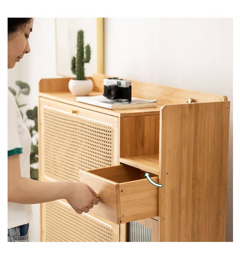 Elegant Bamboo Sideboard with Natural Wood Accents and Durable ABS Resin hsl-78