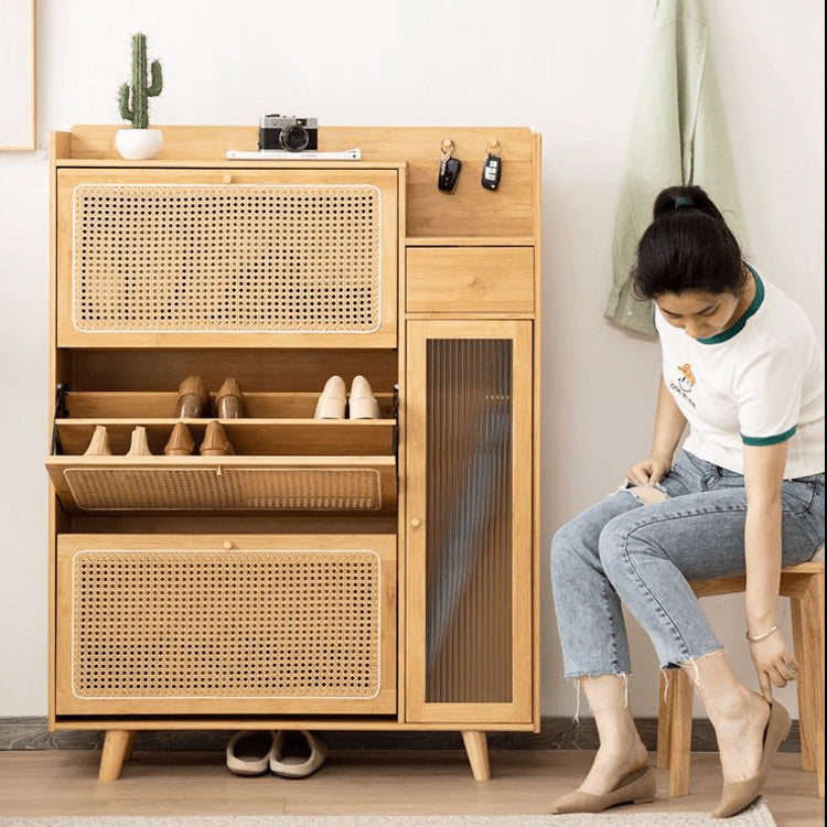 Elegant Bamboo Sideboard with Natural Wood Accents and Durable ABS Resin hsl-78