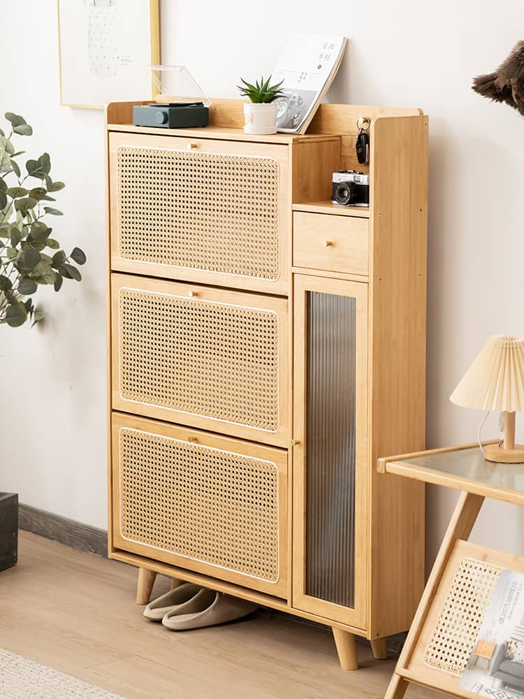 Elegant Bamboo Sideboard with Natural Wood Accents and Durable ABS Resin hsl-78