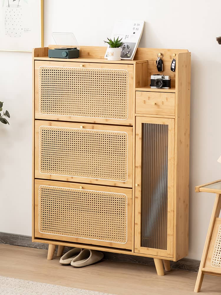 Elegant Bamboo Sideboard with Natural Wood Accents and Durable ABS Resin hsl-78