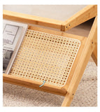 Stylish Bamboo Coffee Table in Rectangular with Glass Top - Durable ABS Resin Design hsl-79