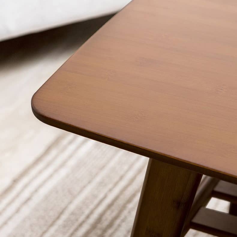 Modern Rectangular Bamboo Coffee Table Two-Tier for Storage in Natural Wood Color - Perfect for Your Living Room hsl-81