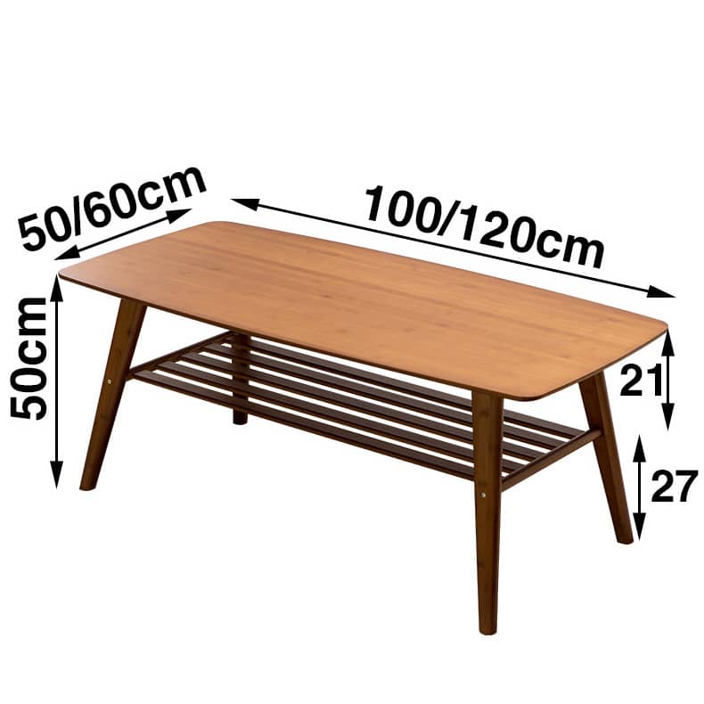 Modern Rectangular Bamboo Coffee Table Two-Tier for Storage in Natural Wood Color - Perfect for Your Living Room hsl-81