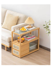 Modern End Table with Storage - Glass Top for All Your Rooms hsl-82