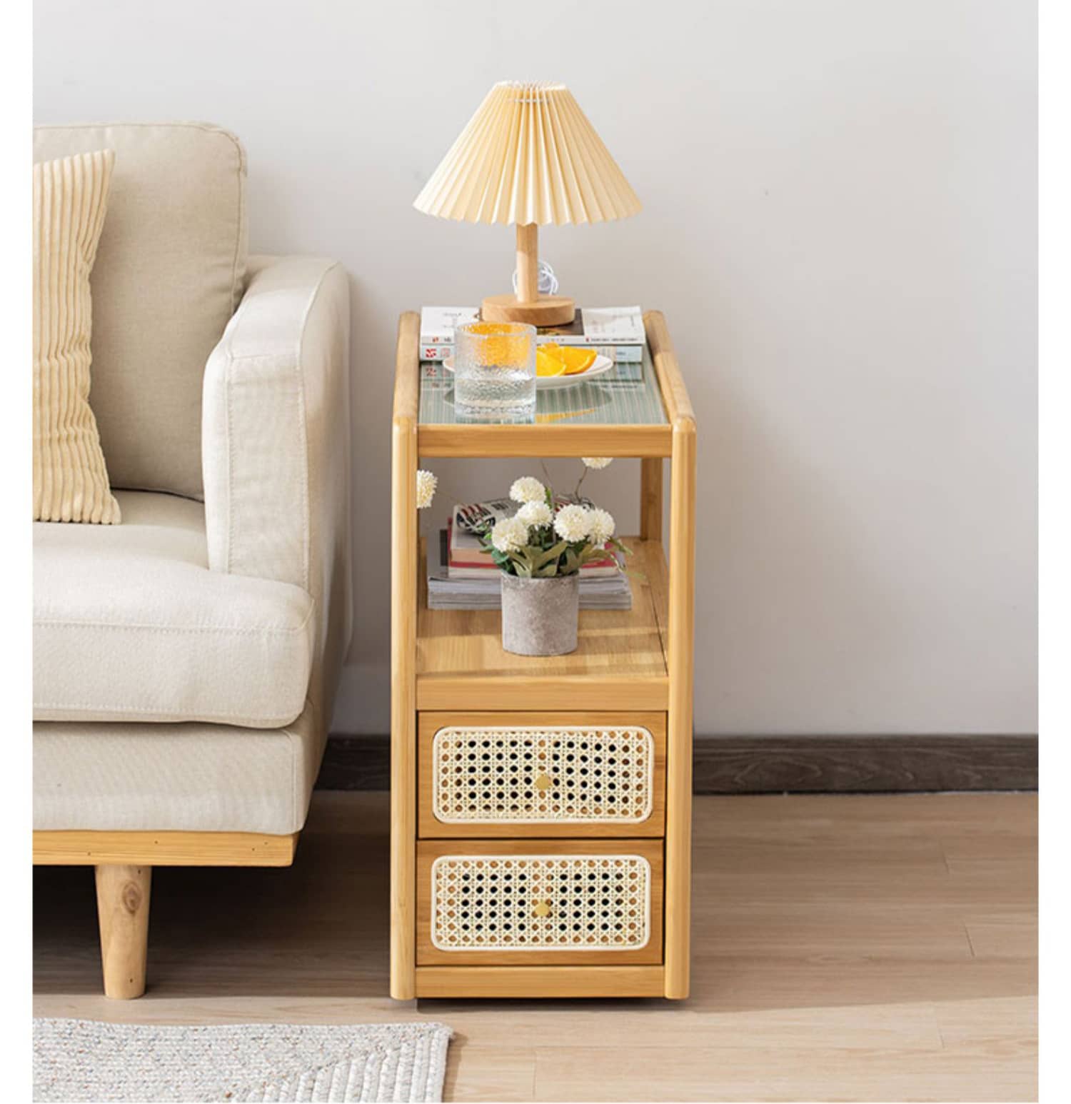 Modern End Table with Storage - Glass Top for All Your Rooms hsl-82