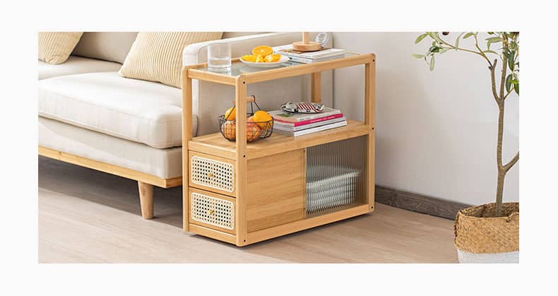 Modern End Table with Storage - Glass Top for All Your Rooms hsl-82