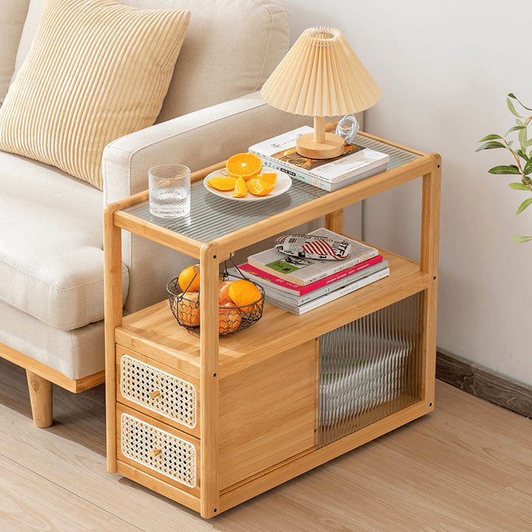 Modern End Table with Storage - Glass Top for All Your Rooms hsl-82