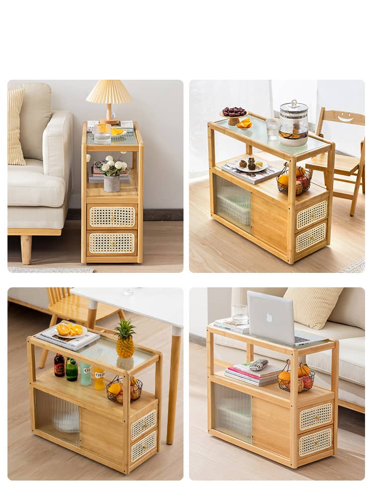 Modern End Table with Storage - Glass Top for All Your Rooms hsl-82